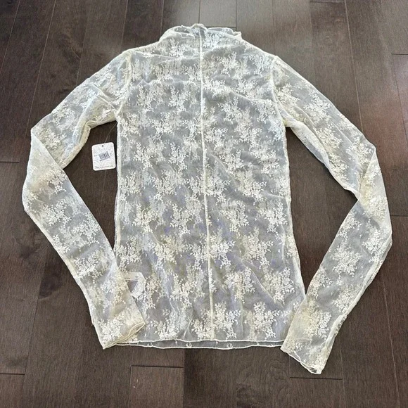 NWT Free People Intimately Sheer Lace Longsleeve Top Feminine Layer Coquette M - Picture 7 of 7